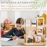 Barydat 2 Pcs 3 Tiered Greeting Card Display Stand Wooden Organizer Racks for Sticker Craft Brochure Table Tabletop Vendors Retail Counter Trade Shows Showcase Barydat