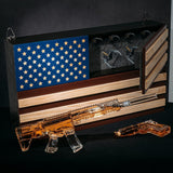 AR15 Whiskey Gun Decanter Flag Set - 1000ml Rifle & Pistol Set - Hanging Storage American Flag Gift Box & Bullet Glasses & Shot Glass, Great Gift - Army, Navy, Marine, Veterans & Gun Enthusiasts Gifts The Wine Savant