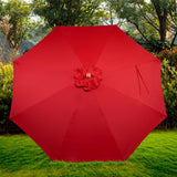 CASUNER 9FT Bamboo Umbrella, Outdoor Patio Umbrella, Waterproof Market Umbrella, 8 Ribs Table Umbrella with Pulley Lift for Garden, Deck, Pool, lawn, Backyard (RED) CASUNER