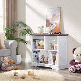 Farmhouse 5 Cube Bookshelf, White Storage Organizer Bookcase, Kids Toy Storage Cabinet, Small Bookshelves Storage Organizer Shelf, Wood Display Cabinet Book Shelves for Bedroom,Living Room,Office FFBCFDK