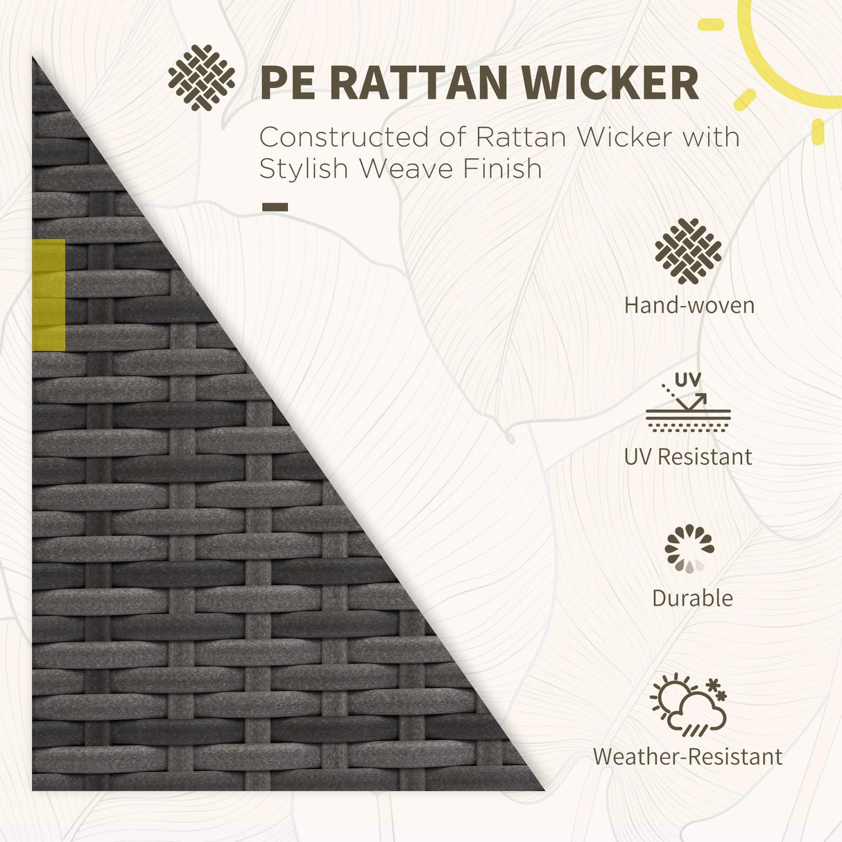 Outsunny 4 Piece Wicker Patio Furniture Set with Cushions, Outdoor Sectional Furniture with 2 Sofa, Loveseat, and Glass Top Coffee Table, Conversation Sofa Sets for Garden, Gray Outsunny