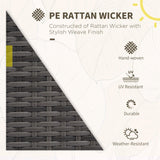 Outsunny 4 Piece Wicker Patio Furniture Set with Cushions, Outdoor Sectional Furniture with 2 Sofa, Loveseat, and Glass Top Coffee Table, Conversation Sofa Sets for Garden, Gray Outsunny