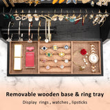 DGWJSU Earring Organizer, 5 Layer Earring Holder Organizer with Necklace Holder, Rustic Wood Jewelry Organizer Stand Display for Stud Earring Bracelet Necklace Ring, Watches DGWJSU