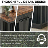 70.9'' Double Dog Crate Furniture, Furniture Style Dog Crate Table, Wood Crates for Dogs Kennel Indoor with Removable Divider, XXL Heavy Duty Decorative Dog Crate Table for 2 Dogs (Black) MAOVUIO