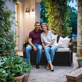 Devoko 80 Gallon Storage Bench Deck Box Lockable for Patio Furniture, Garden Decor and Outdoor Seating for Cushions, Garden Tools and Pool Supplies (Black) Devoko