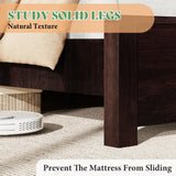 amerlife King Size 51.2" Wood Bed Frame, Rustic Platform Bed with Spliced Headboard, Wood Slats Support/Noiseless/Dark Brown/No Box Spring Needed amerlife