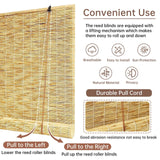 Natural Bamboo Reedcurtain with Lift, Sun Protection Outdoor Reedroller Blinds Retro, Breathable Roll up Shades for Windows, Privacy Protection, Customize, For Windows Patio Porch Indoor Outdoor(Prima XWLSLJFUH