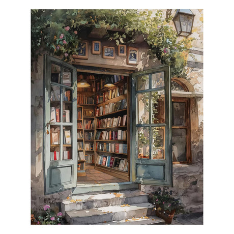 Bookstore Paint by Number Adult,Paint by The Numbers for Adults,Vintage Bookstore Painting with Numbers for Adults,DIY Oil Painting Kit Perfect for Gifts and Home Wall Decor 16x20inch PHANTASYART