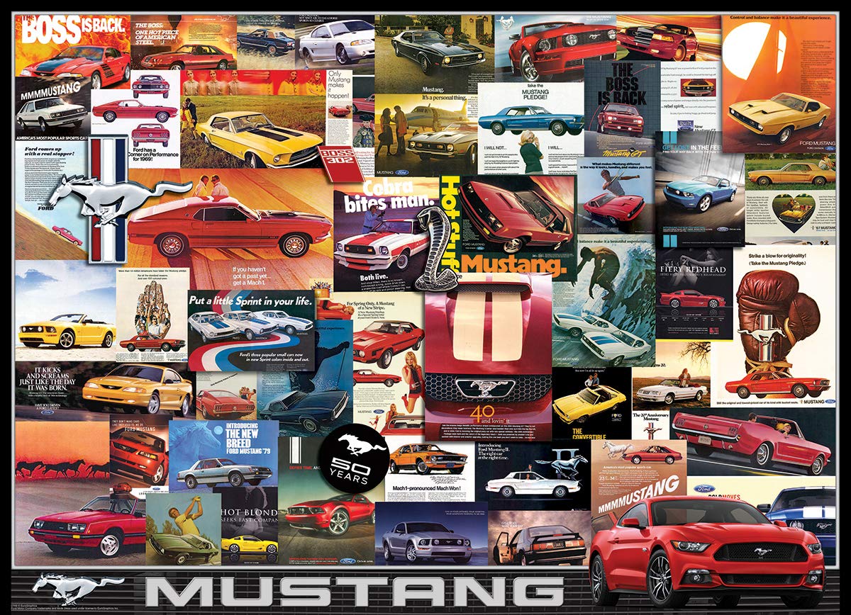 EuroGraphics Ford Mustang Vintage Ads Jigsaw Puzzle (1000 Piece) (6000-0748) , Blue EuroGraphics