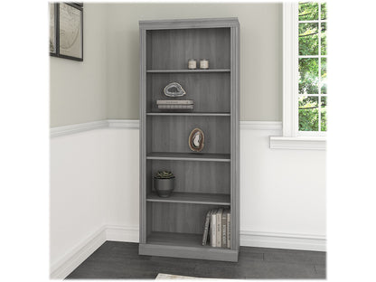 Saratoga Tall 5 Shelf Bookcase in Modern Gray by Bush Furniture - WoodArtSupply