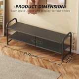INGIORDAR Shoe Rack 2 Tier Long Storage Organizer Wide Metal Shoe Shelf for Closet Entryway Black INGIORDAR