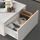 HedoAjim White Led Coffee Table for Living Room, Rectangular Living Room Table with Storage, Acrylic Coffee Tables with 2 Sliding Drawers, Wood Center Table for Reception Dinning Room HedoAjim