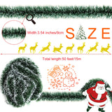 50 Feet Garland for Christmas Decorations,Green Snowy Garland,Artificial Christmas Pine Streamers for Party Hanging Ceiling Decorations Eerrhhaq