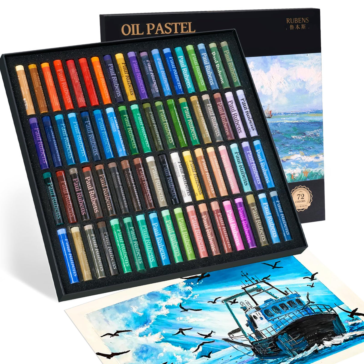 Paul Rubens Oil Pastels for Artists, 72 Landscapes Colors Artist Soft Oil Pastel Set Vibrant and Creamy Paul Rubens