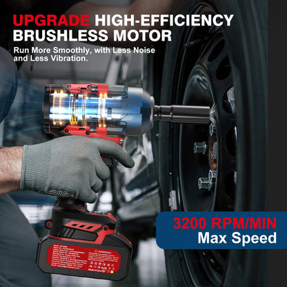 SundpeyPRO Cordless Impact Wrench 900Ft-lbs(1200N·m) - 21V 1/2" Brushless Power Impact Driver with 2 * 4.0Ah Batteries - 3200RPM High Torque Electric Impact Gun with Sockets & Fast Charger &  - WoodArtSupply