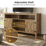 DWVO TV Stands for 65 Inch TV, Farmhouse Entertainment Center with Adjustable Shelf and Barn Door, Media Console Table TV Cabinet for Living Room, 59 Inches, Barnwood DWVO