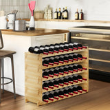 Finnhomy Wine Rack 45-Bottle 5-Tier Natural Bamboo Display Wine Storage Shelves Stackable Wine Bottle Holder Finnhomy