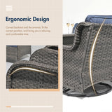 SUNSITT Outdoor Furniture Set with Fire Pit Table Wicker Patio Conversation Set 7-Piece Patio Sectional Furniture Set with Gas Firepit with Swivel Patio Chair Grey Wicker & Denim Blue Cushion SUNSITT