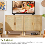 Iwell Storage Cabinet, Rattan Cabinet with Adjustable Shelf & Doors, Buffet Cabinet with Storage, Accent Cabinet for Living Room, Kitchen, Entryway, Natural Iwell