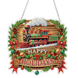 ARPADAMO Diamond Art Painting Pendant Kits 5D Diamond Art Painting Art Hanging Kit Christmas Train DIY Diamond Crystal Window Pendant Kit for Adults Gift Wall Home Decoration ARPADAMO