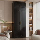 Polup Metal Armoire Wardrobe Closet, 86 Inch Tall Freestanding Wardrobe Cabinet with Hanging Rod, Bedroom Armoires with Doors, 18" D x 32" W x 86" H, Black, Assemble Required, Shipped in Two Packages Polup