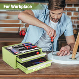 WORKPRO 12.5" Mini Tool Box with 2 Drawers & 1 Open Top Storage, Small Metal Tool Chest with PVC Liners & PP Feet Pads, Cold Rolled Steel Toolbox with Drawer Liners & Magnetic Tabs WORKPRO