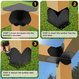 Pergola Bracket, 3-Way Pergola Right Angle Bracket, Raised Wood Bracket for 6"x6" (Inner Dimensions: 5.5"x5.5") Wooden Beam, Pergola, Garden, Gazebo,... TPHUC