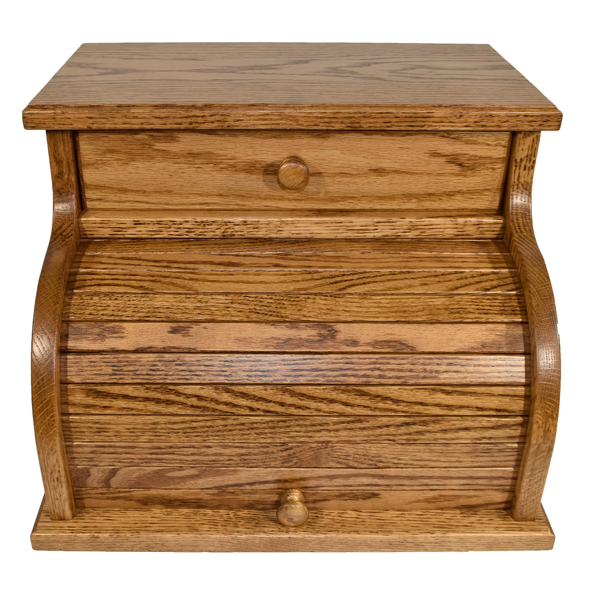 DutchCrafters Amish USA Made Solid Wood Countertop Bread Box with Drawer, Bread Holder for Kitchen Counter, Large Bread Box for Kitchen Countertop (Oak - Medium Walnut) DutchCrafters