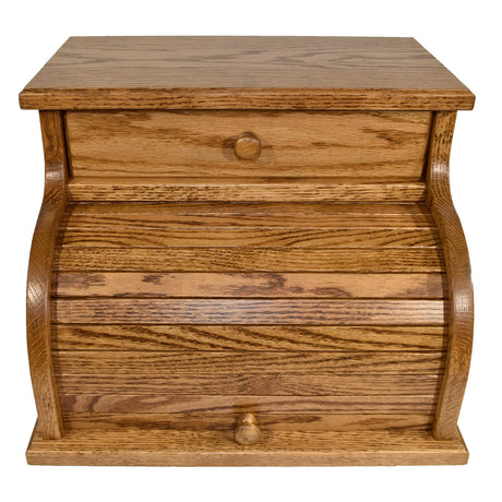 DutchCrafters Amish USA Made Solid Wood Countertop Bread Box with Drawer, Bread Holder for Kitchen Counter, Large Bread Box for Kitchen Countertop (Oak - Medium Walnut) DutchCrafters