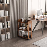 ALISENED 3 Tier Nightstand with Wheels, Wood Small Bookshelf and Bookcase, Farmhouse Bedside End Table with Storage Rack for Bedroom, Library, Living Room, Home, Office Cart, Rustic ALISENED