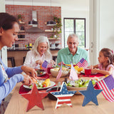 3 Pcs 4th of July Wooden Star Signs,Rustic Memorial Day Tiered Tray Decor, American Patriotic Table Decoration for Home Kitchen (Retro) Sereliy