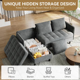 GarveeHome L Shape Sofa Couch, 76 Inch Chenille Sectional Sofa with Storage, Small Couch for Living Room Apartment, Dark Grey GarveeHome