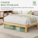 Viisari Bamboo Wood Bed Frame Full with Steel Slats, 12 Inch Platform Full Size Bed Frame No Box Spring Needed, Solid Foundation, Easy Assembly, Ample Under-Bed Storage, Noise-Free Viisari
