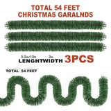 54 Feet Christmas Garland - 3 Stands Artificial Evergreen Garland Soft Greenery Garland Set for DIY Christmas Decoration, Non-Lit Indoor Outdoor Garlands for Stair Railing/Mantle/Holiday/Party Decor Nugxica