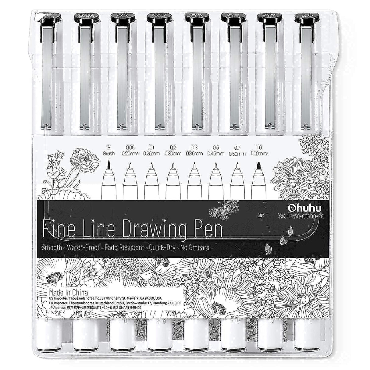 Ohuhu Markers, 48-color Double Tipped Alcohol Markers, Chisel & Fine Alcohol-based Art Marker Set + Fineliner Drawing Pen Set of 8 Pack Ultra Fine Line Drawing Markers Ohuhu