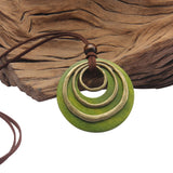 joymiao Leather Necklaces for Women Boho Leather Necklace Long Wooden Neckalce Circle Vintage Necklace Wooden Pendant Long Necklaces joymiao