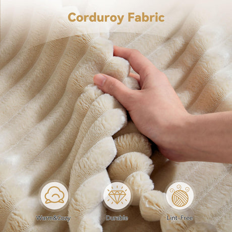 CAODOC Modular Sectional Sofa with Chaise, U-Shaped 5-Seater Cloud Couch for Living Room, Plush Corduroy Fabric, Includes Movable Ottoman, Beige CAODOC