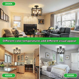 BrightHome Farmhouse Rustic Light Fixture Ceiling Mount, Semi Flush Mount Ceiling Light Fixture, 4-Light Black Industrial Retro Washed Ceiling Light for Kitchen Dining Room Bedroom Hallway Bathroom BrightHome