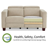 MCombo 62.2'' Wall Hugger Power Loveseat Recliner Sofa with Adjustable Headrest and USB & Type C Dual Charge Ports for Living Room, Office (Fabric, HL198M1) (Beige) MCombo