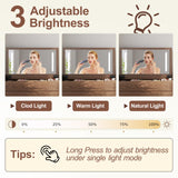 AQIMUELE Wood Vanity Desk with Mirror and Lights, Dressing Vanity Table Vanity Set 4 Drawers, 40 Inch Large Make Up Vanity Table Wooden with 3 Lighting Modes for Bedroom Walnut(with Adapter) AQIMUELE