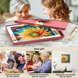 Stalente Diamond Painting Kits for Adults, 5D DIY Diamond Art Kits for Beginners Round Full Drill Diamond Painting for Home Wall Decoration Gift 12×12inch, Glass Shard Flower Stalente