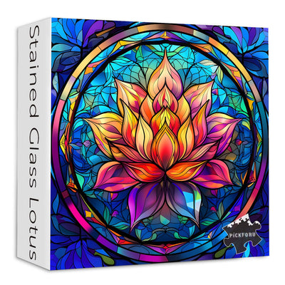 Stained Glass Puzzle for Adults 1000 Pieces, Lotus Flower Puzzles 1000 Pieces Art, Impossible Hard Challenging Puzzles, Colorful Stained Glass Jigsaw Puzzle Waterlily