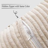 MIULEE Corduroy Pillow Covers with Splicing Set of 2 Super Soft Boho Striped Pillow Covers Broadside Decorative Spring Throw Pillows for Couch Cushion Livingroom 18x18 inch, Beige MIULEE