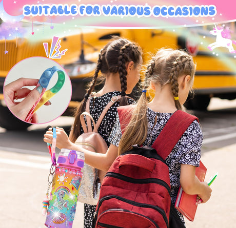 Sanilinwild Gifts for Girls Age 4-12-Decorate Your Own Water Bottle - DIY Friendship Bracelet,Christmas/Easter/Birthday Gift Ideas,Fun Arts and Crafts Gifts Toys for Girls(((Rainbow Unicorn) Sanilinwild