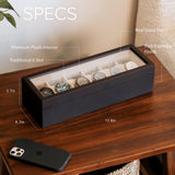 CASE ELEGANCE Solid Espresso Wood Watch Box Organizer with Glass Display Top CASE ELEGANCE