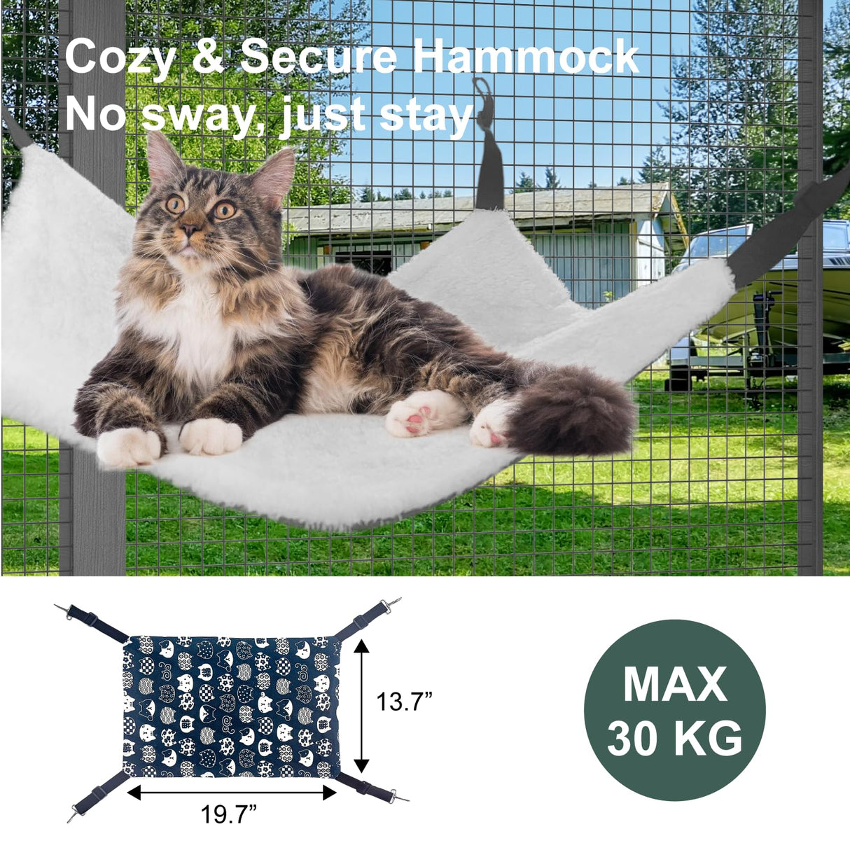 TIMHAKA Catio Outdoor Cat Enclosure with Tunnel, 2 in 1 Outside Pet Playground Include 1 Catio and 1 Tunnel, Cat Enclosure with Cats Hammock and Waterproof Cover, Indoor Outdoor Cats Cage with 2 Door TIMHAKA
