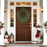24" Real Touch Artificial Cedar Wreath - Faux Christmas Wreaths for Front Door,Faux Pine Green Wreath for Home, Holiday, Fireplace, Mantle,Wall, Windows, Xmas, Outdoor Decoration FOTEEWL