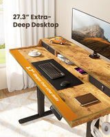 ErGear Electric Standing Desk with Drawers, 55″ x 28″ Gaming Desk with Monitor Stand, C-Clamp Mount Compatible, Home Office Height-Adjustable Desk with Storage Shelf, 4 Preset Heights, Vintage Brown ErGear