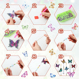 Kigley 12 Pcs Butterfly Diamond Art Wind Chimes Kit Diamond Painting Suncatcher Keychains Double Sided 3D DIY Window Hanging Ornaments Kigley