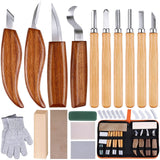 26-in-1 Wood Carving Kit with Detail Wood Carving Knife, Whittling Knife, Wood Chisel Knife, Gloves, Carving Knife Sharpener for Spoon, Bowl, Kuksa Cup (26PCS) Olerqzer